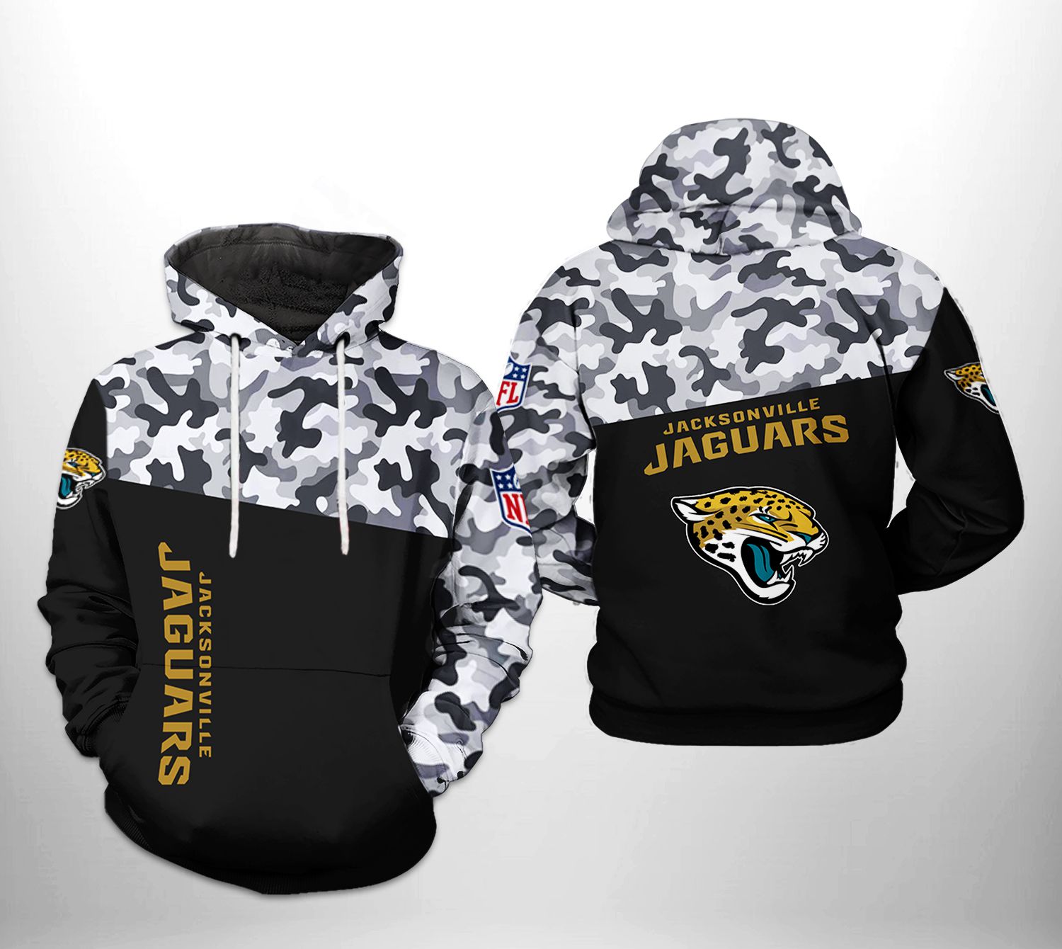 Jacksonville Jaguars NFL Camo Veteran Team 3D Printed Hoodie/Zipper Hoodie
