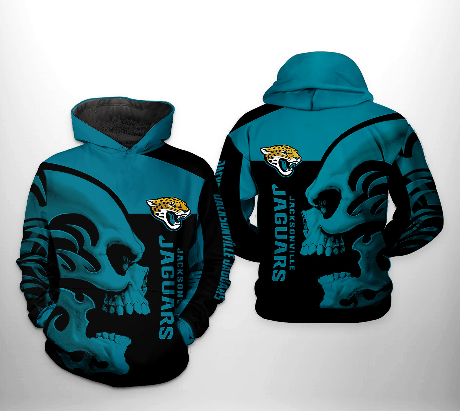 Jacksonville Jaguars NFL Skull 3D Printed Hoodie/Zipper Hoodie - Travels in  Translation
