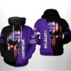 Kansas State Wildcats NCAA US Flag Skull 3D Printed Hoodie/Zipper Hoodie