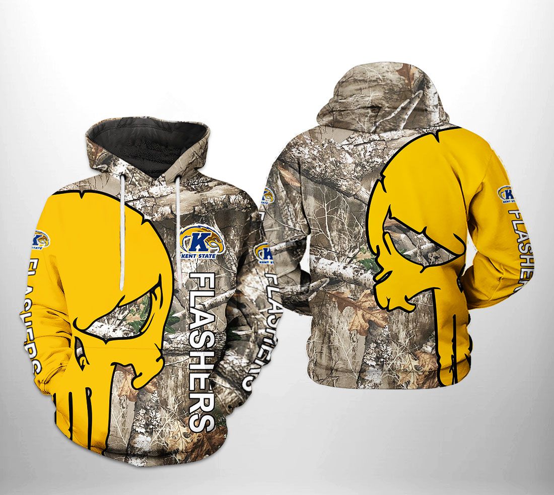Kent State Golden Flashers NCAA Camo Veteran Hunting 3D Printed Hoodie/Zipper Hoodie