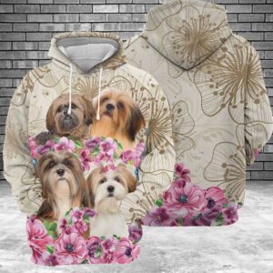 Lhasa Apso Flower 3D Printed Hoodie/Zipper Hoodie