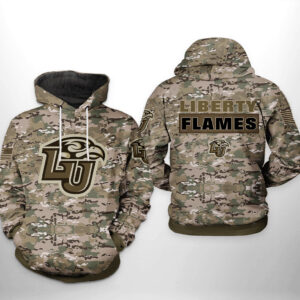 Liberty Flames NCAA Camo Veteran 3D Printed Hoodie/Zipper Hoodie