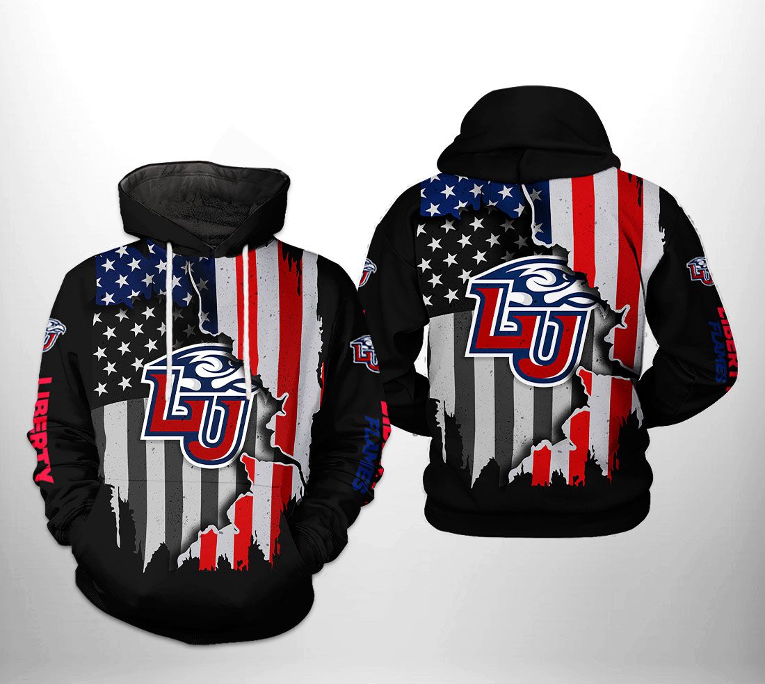 Liberty Flames NCAA US Flag 3D Printed Hoodie/Zipper Hoodie
