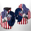 Liberty Flames NCAA US Flag 3D Printed Hoodie/Zipper Hoodie