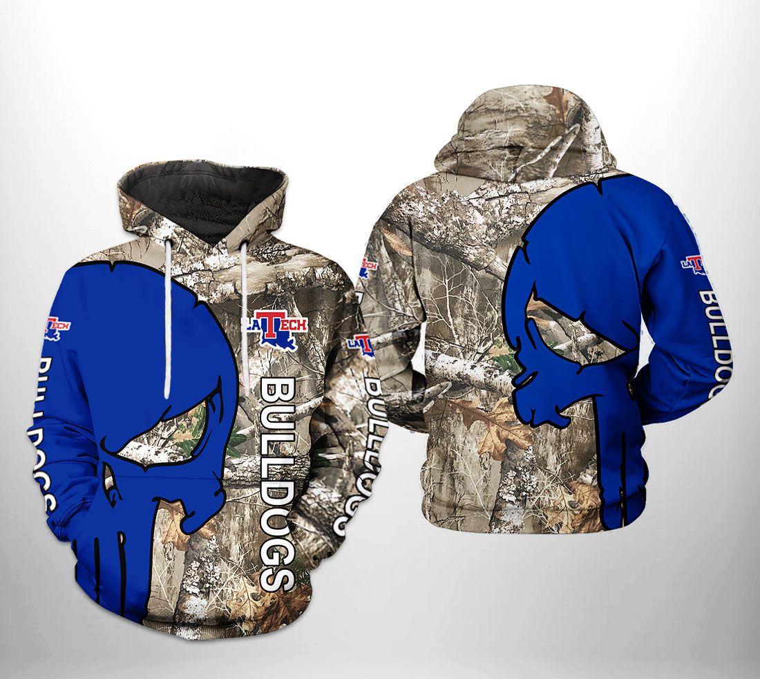 Louisiana Tech Bulldogs NCAA Camo Veteran Hunting 3D Printed Hoodie/Zipper Hoodie