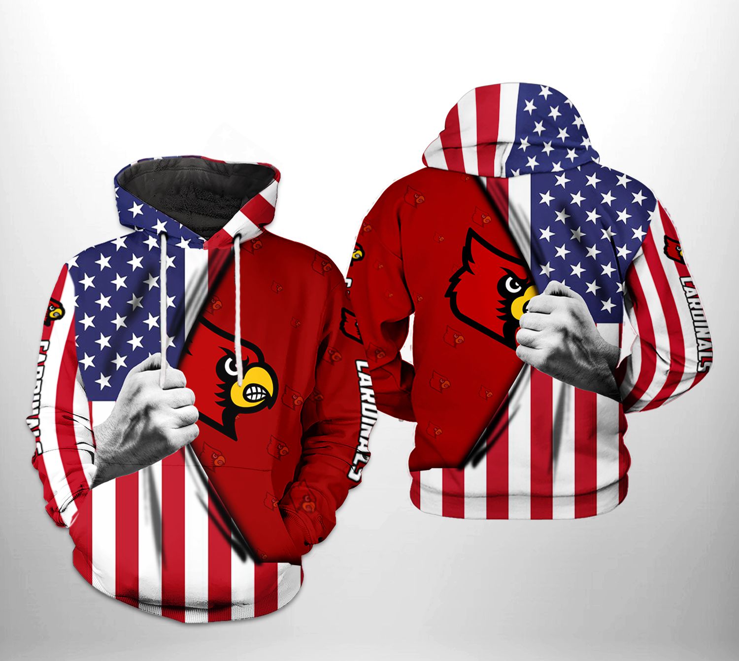 Louisville Cardinals NCAA US Flag 3D Printed Hoodie/Zipper Hoodie - Travels  in Translation