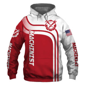 Machinist Red US Flag 3D Printed Hoodie/Zipper Hoodie