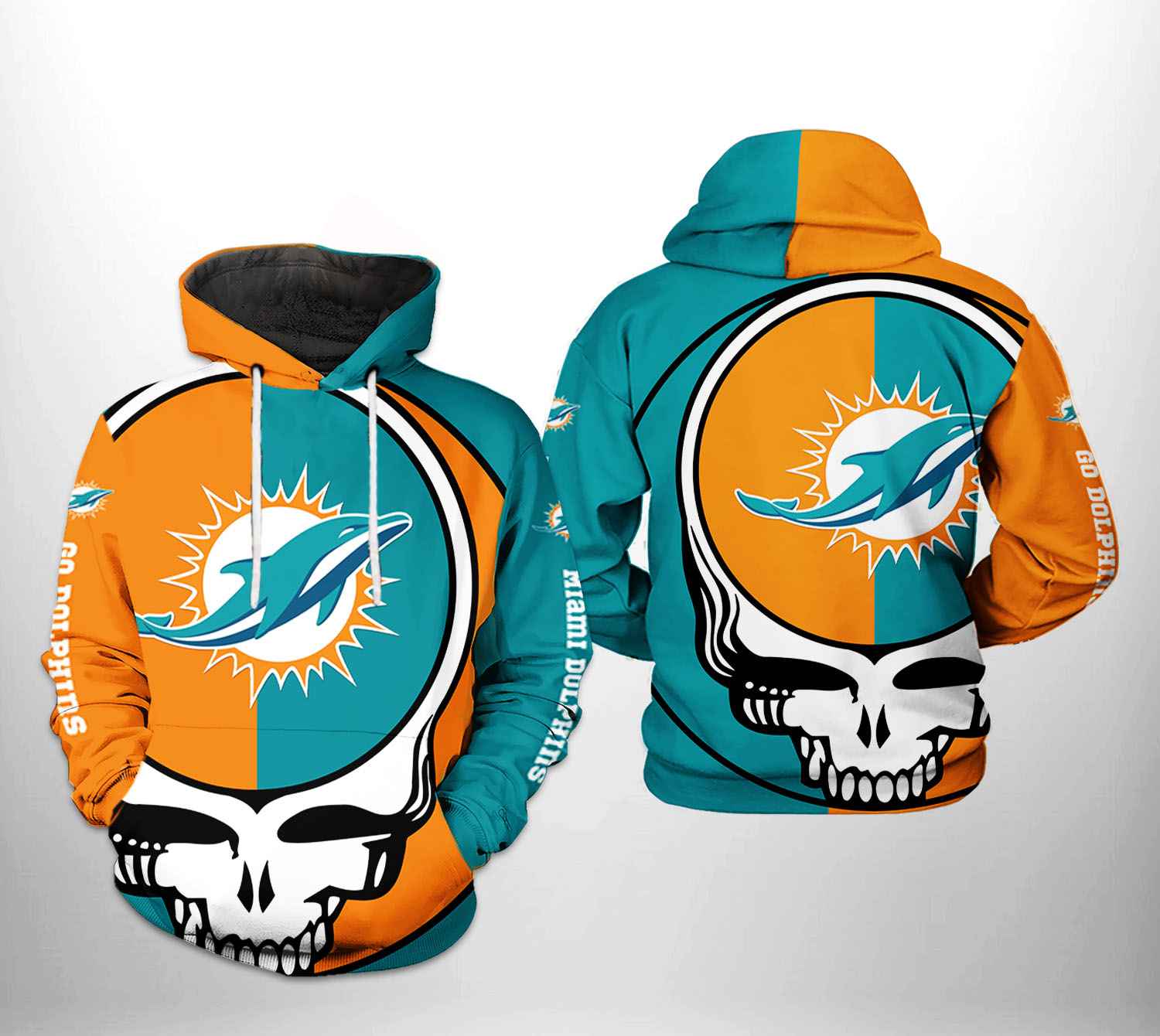 Miami Dolphins NFL Grateful Dead 3D Printed Hoodie/Zipper Hoodie