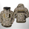 Miami Hurricanes NCAA Camo Veteran 3D Printed Hoodie/Zipper Hoodie