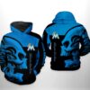 Miami Marlins MLB Skull 3D Printed Hoodie/Zipper Hoodie