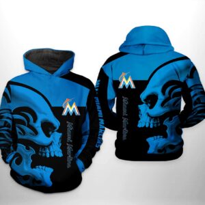 Miami Marlins MLB Skull 3D Printed Hoodie/Zipper Hoodie