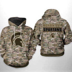 Michigan State Spartans NCAA Camo Veteran 3D Printed Hoodie/Zipper Hoodie