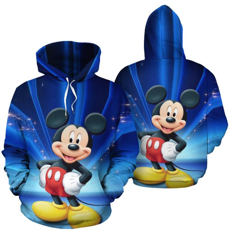 Mickey Blue All Over Print 3D Printed Hoodie/Zipper Hoodie