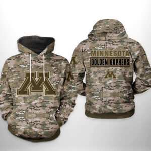 Minnesota Golden Gophers NCAA Camo Veteran 3D Printed Hoodie/Zipper Hoodie