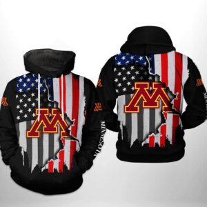Minnesota Golden Gophers NCAA US Flag 3D Printed Hoodie/Zipper Hoodie