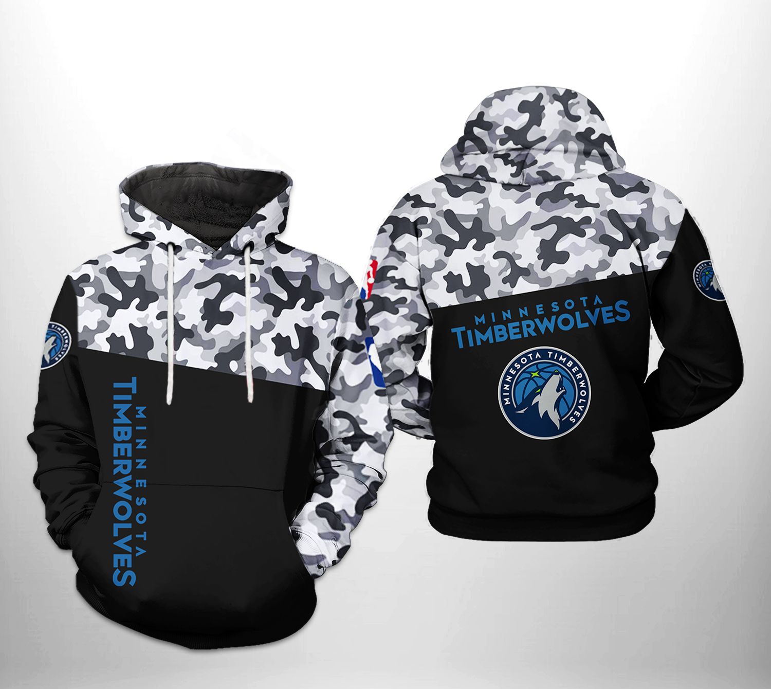 Minnesota Timberwolves NBA Camo Veteran Team 3D Printed Hoodie/Zipper Hoodie