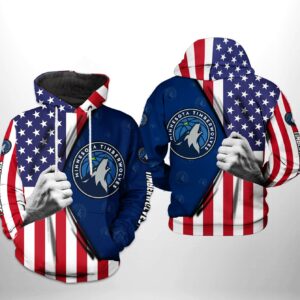 Minnesota Timberwolves NBA US Flag Team 3D Printed Hoodie/Zipper Hoodie