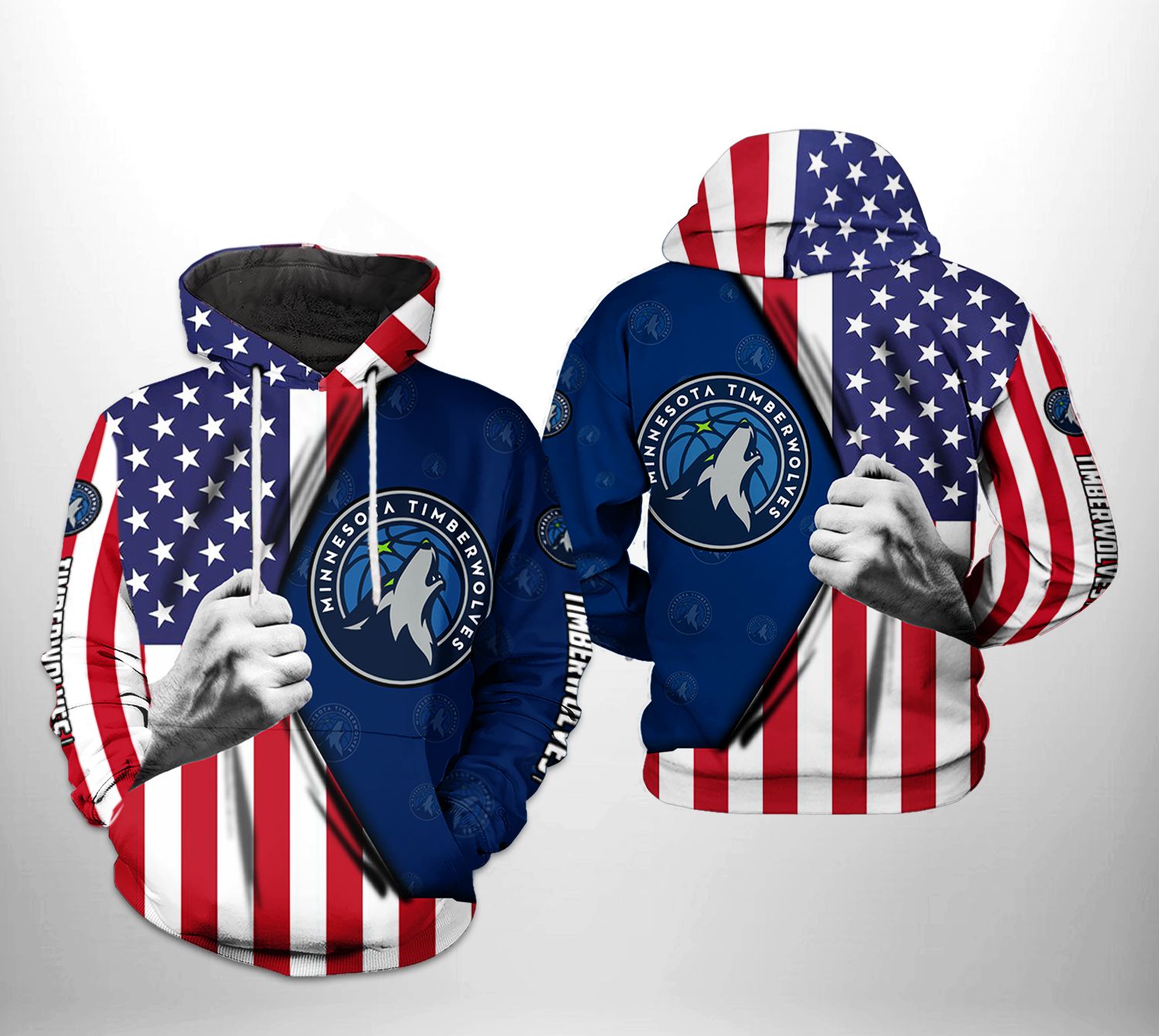 Minnesota Timberwolves NBA US Flag Team 3D Printed Hoodie/Zipper Hoodie