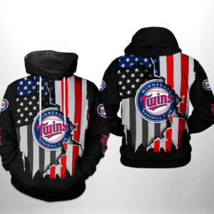 Minnesota Twins MLB US Flag 3D Printed Hoodie/Zipper Hoodie