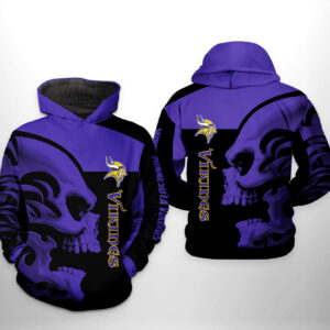 Minnesota Vikings NFL Skull 3D Printed Hoodie/Zipper Hoodie