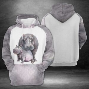 Mom And Baby Hippo 3D Printed Hoodie/Zipper Hoodie