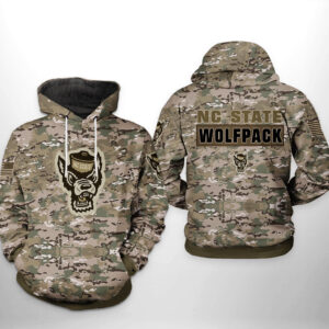NC State Wolfpack NCAA Camo Veteran 3D Printed Hoodie/Zipper Hoodie