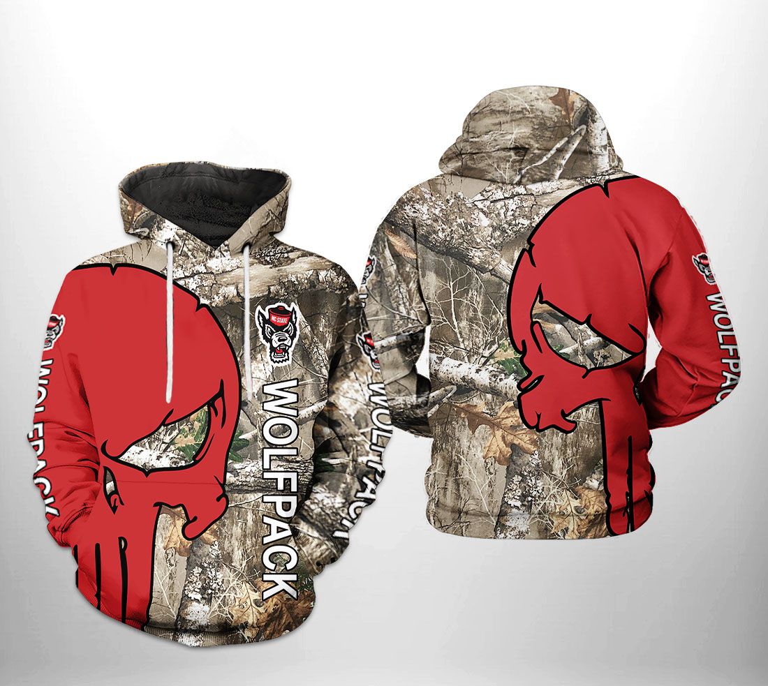 NC State Wolfpack NCAA Camo Veteran Hunting 3D Printed Hoodie/Zipper Hoodie