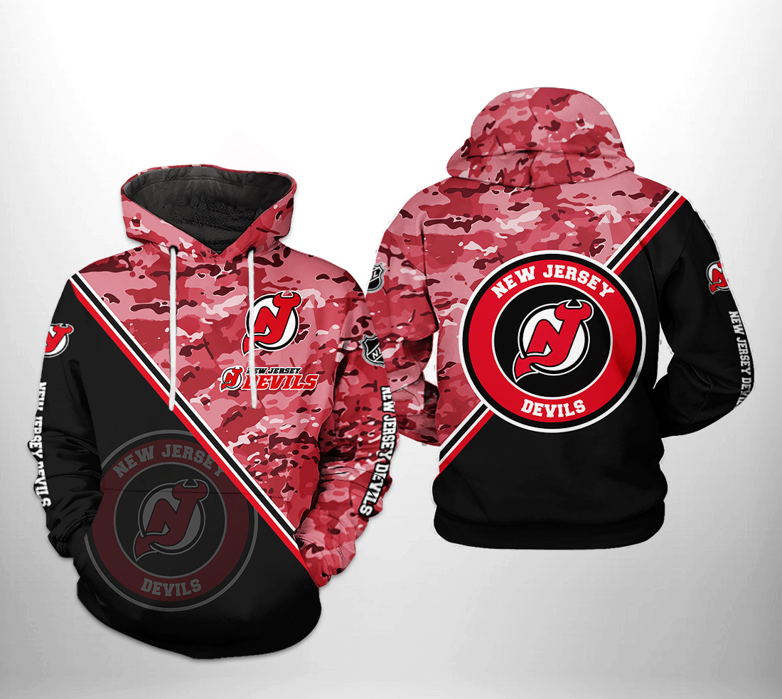 New Jersey Devils NHL Camo Veteran 3D Printed Hoodie/Zipper Hoodie