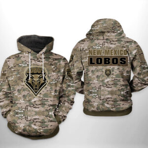 New Mexico Lobos NCAA Camo Veteran 3D Printed Hoodie/Zipper Hoodie