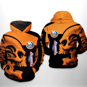 New York Islanders NHL Skull 3D Printed Hoodie/Zipper Hoodie