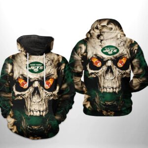 New York Jets NFL Skull Team 3D Printed Hoodie/Zipper Hoodie