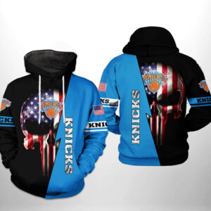 New York Knicks NBA US Flag Skull Team 3D Printed Hoodie/Zipper Hoodie