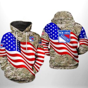 New York Rangers NHL US FLag Camo Veteran 3D Printed Hoodie/Zipper Hoodie