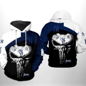 New York Yankees MLB Skull Punisher 3D Printed Hoodie/Zipper Hoodie
