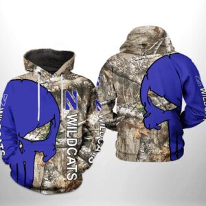 Northwestern Wildcats NCAA Camo Veteran Hunting 3D Printed Hoodie/Zipper Hoodie