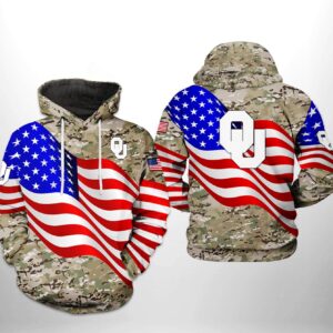 Oklahoma Sooners NCAA US Flag Camo Veteran 3D Printed Hoodie/Zipper Hoodie