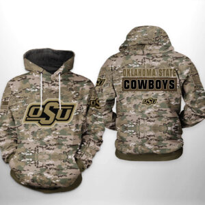 Oklahoma State Cowboys NCAA Camo Veteran 3D Printed Hoodie/Zipper Hoodie