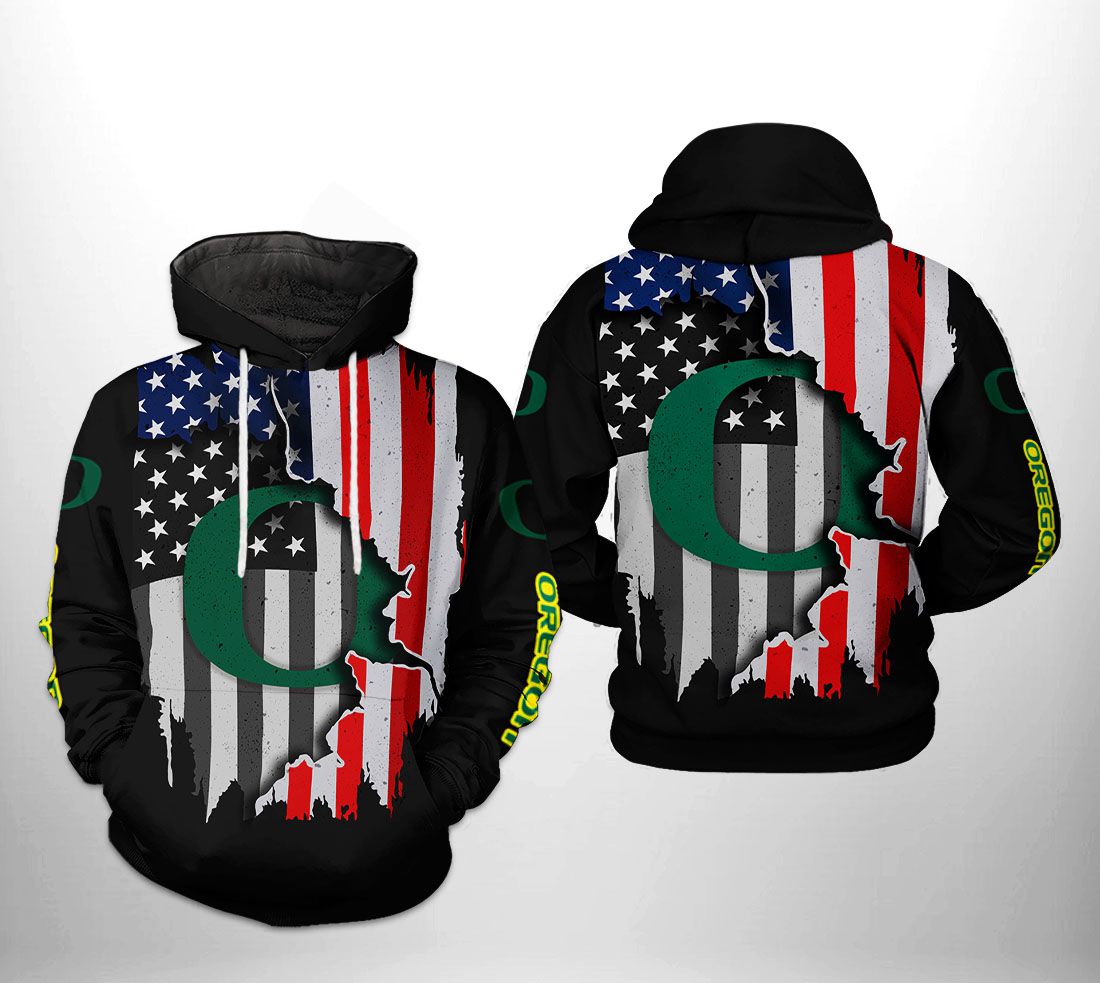 Oregon Ducks NCAA US Flag 3D Printed Hoodie/Zipper Hoodie