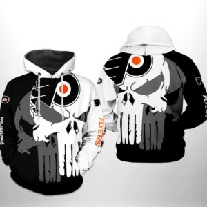 Philadelphia Flyers NHL Team Skull 3D Printed Hoodie/Zipper Hoodie