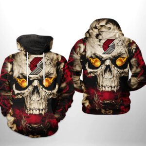 Portland Trailblazers NBA Skull 3D Printed Hoodie/Zipper Hoodie