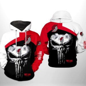 Portland Trailblazers NBA Skull Punisher Team 3D Printed Hoodie/Zipper Hoodie