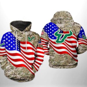 South Florida Bulls NCAA US Flag Camo Veteran 3D Printed Hoodie/Zipper Hoodie