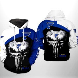St. Louis Blues NHL Skull Punisher 3D Printed Hoodie/Zipper Hoodie