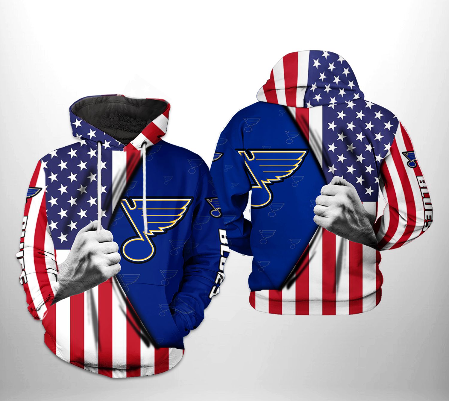 St Louis Blues American Flag 