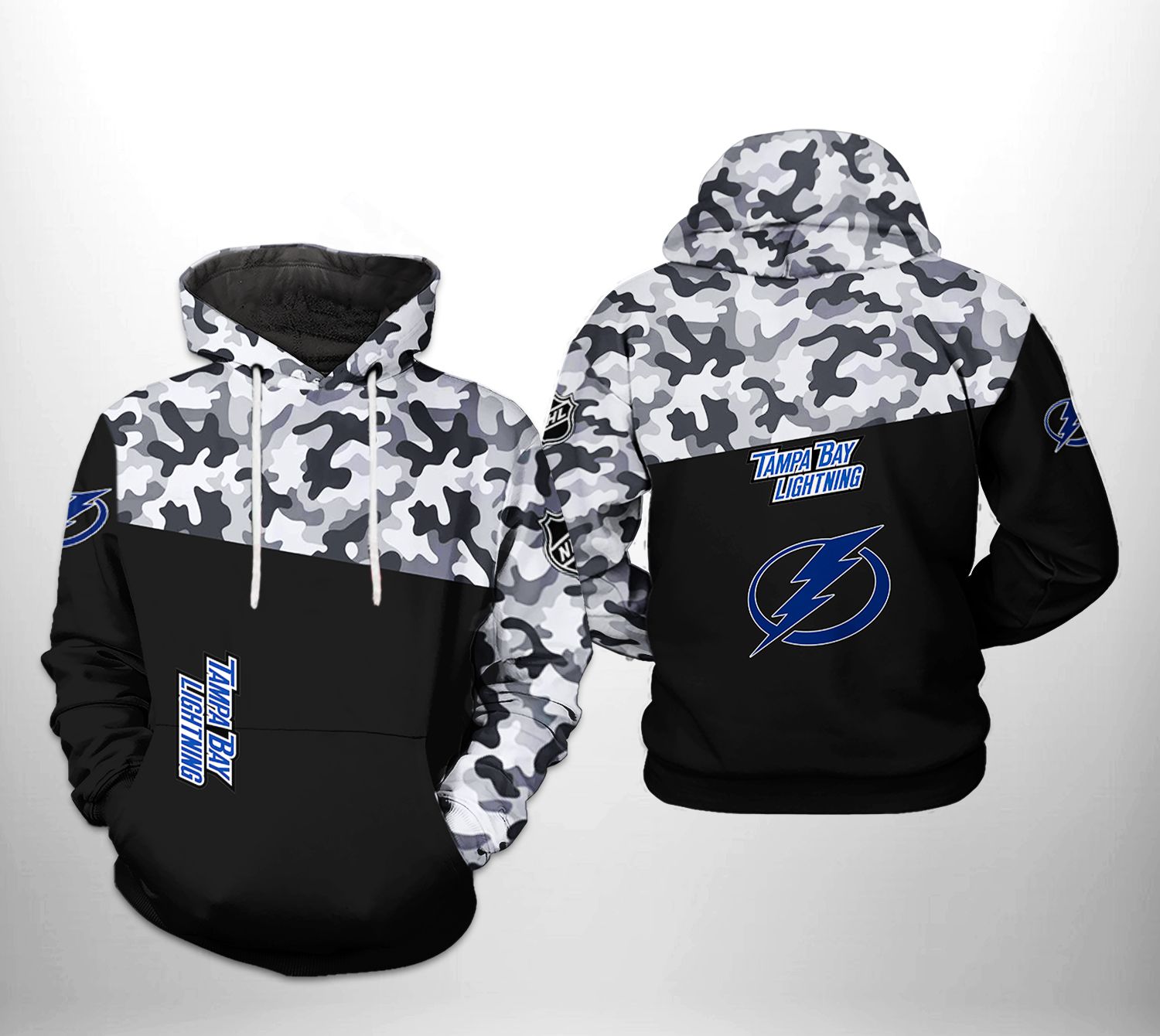 Tampa Bay Lightning NHL Camo Veteran 3D Printed Hoodie/Zipper Hoodie