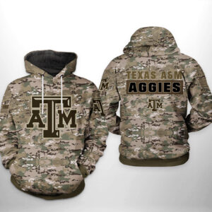Texas A&M Aggies NCAA Camo Veteran 3D Printed Hoodie/Zipper Hoodie