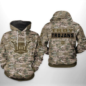 Troy Trojans NCAA Camo Veteran 3D Printed Hoodie/Zipper Hoodie