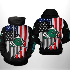 Tulane Green Wave NCAA US Flag 3D Printed Hoodie/Zipper Hoodie