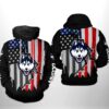 UConn Huskies NCAA US Flag 3D Printed Hoodie/Zipper Hoodie