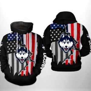 UConn Huskies NCAA US Flag 3D Printed Hoodie/Zipper Hoodie